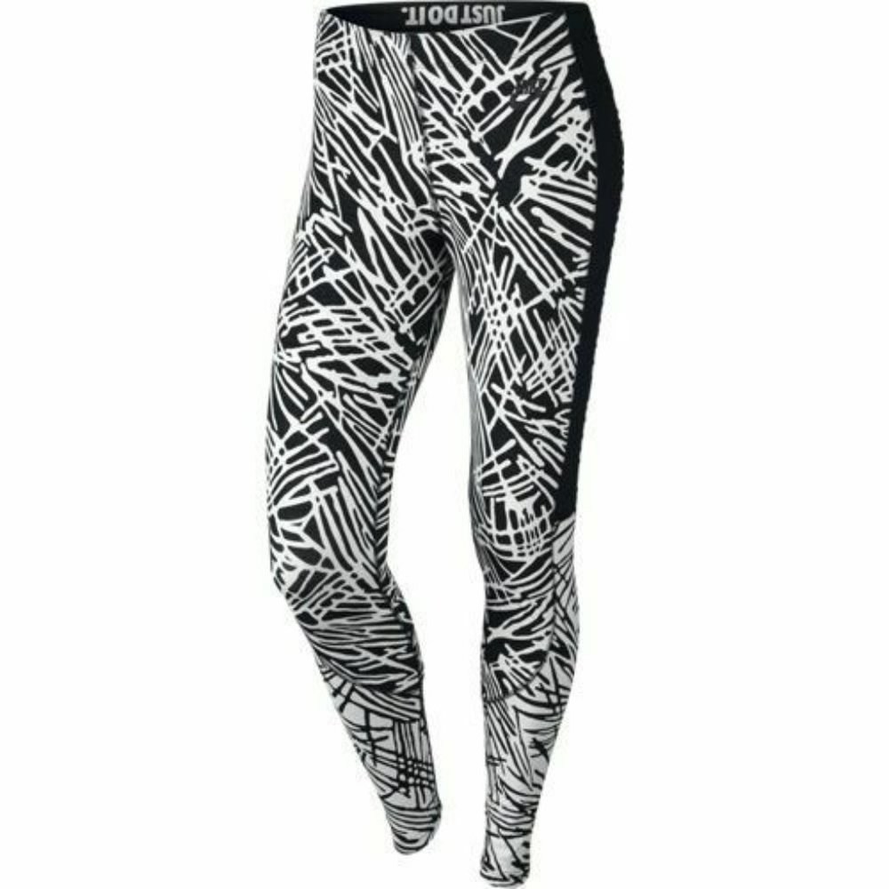 NIKE Leg-A-See Printed Leggings Pants Blk White M